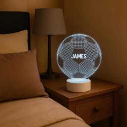 Personalised Football Lamp, Custom Name Led Night Light, Boys Bedroom Decor - thumbnail 3