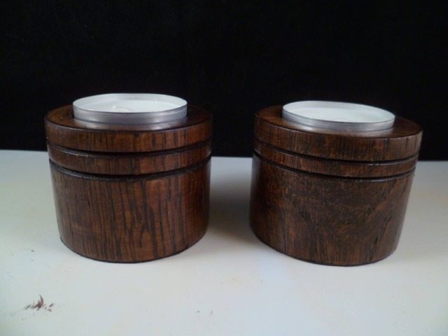 Mini Candle Holders With Rosewood Color Stained Oak Wood - image 1