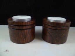 Mini Candle Holders With Rosewood Color Stained Oak Wood - thumbnail 1