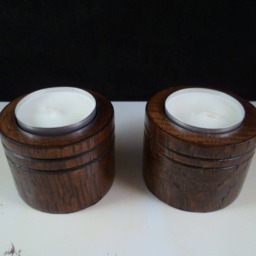 Mini Candle Holders With Rosewood Color Stained Oak Wood - thumbnail 2