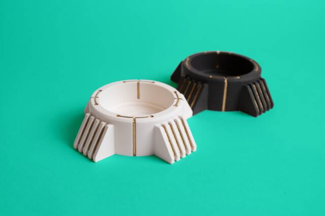 Chip Tealight in Charcoal Black Or Chalk White Handmade Cyber Holder Futuristic Sculpture - image 1