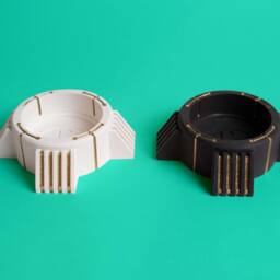 Chip Tealight in Charcoal Black Or Chalk White Handmade Cyber Holder Futuristic Sculpture - thumbnail 3