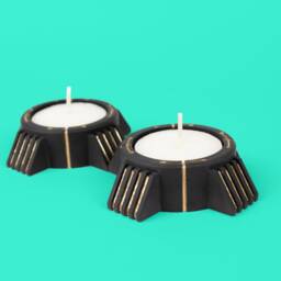 Chip Tealight in Charcoal Black Or Chalk White Handmade Cyber Holder Futuristic Sculpture - thumbnail 2