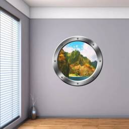 Nature Scene Wall Decal Porthole Window 3D Sticker - Vwaq Sp39 - thumbnail 1