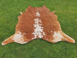 Cowhide Rug Brown & White, Brindle Cow Skin Rug, Leather Hide Carpet For Living Room, Large Home Decor Floor Area Exotic Upholstery - thumbnail 1