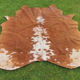 Cowhide Rug Brown & White, Brindle Cow Skin Rug, Leather Hide Carpet For Living Room, Large Home Decor Floor Area Exotic Upholstery - thumbnail 2