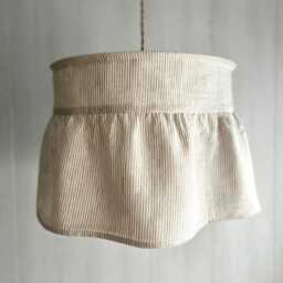stripe Linen Lampshade Darling, Ruffled Farmhouse Pantry Pendant Light Fixture - thumbnail 3