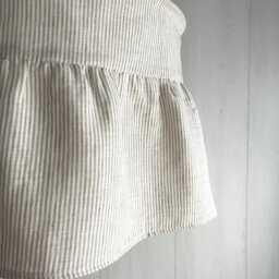 stripe Linen Lampshade Darling, Ruffled Farmhouse Pantry Pendant Light Fixture - thumbnail 2