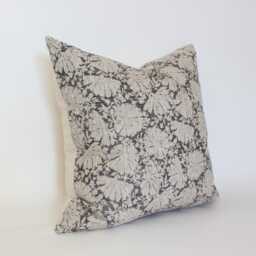 Neutral Bedroom Pillow Set, Dark Gray Floral & Plaid Cushion Covers, Combo, Organic Window Pane Pillows For Bed -- Dara - thumbnail 3