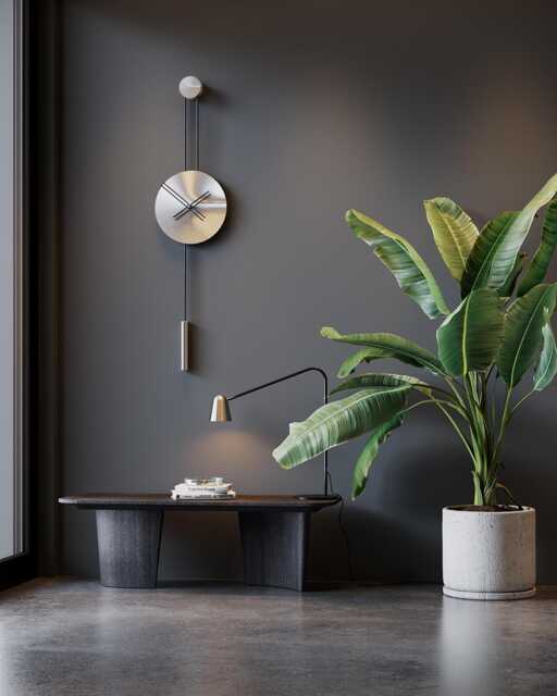 Large Matte Chrome Pendulum Clock - Serenity, Modern Contemporary Decor, Silent Design - image 1