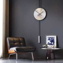 Large Matte Chrome Pendulum Clock - Serenity, Modern Contemporary Decor, Silent Design - thumbnail 2