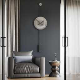 Large Matte Chrome Pendulum Clock - Serenity, Modern Contemporary Decor, Silent Design - thumbnail 4