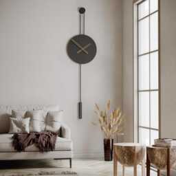Large Matte Chrome Pendulum Clock - Serenity, Modern Contemporary Decor, Silent Design - thumbnail 3