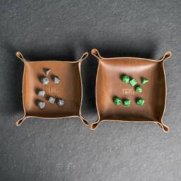 Personalized Dice Trays - Full Grain Leather Square Catchall Tray-Custom Gift- Dnd Dungeon Master Gift Dungeons & Dragons Rpg - thumbnail 2