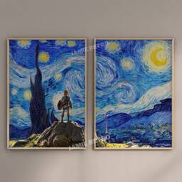 Zelda Poster, Framed Wall Art Set Of 2 Gaming Prints, Gamer Gift, Classic Video Games, Legend Breath The Wild, Games Room Decor - thumbnail 3