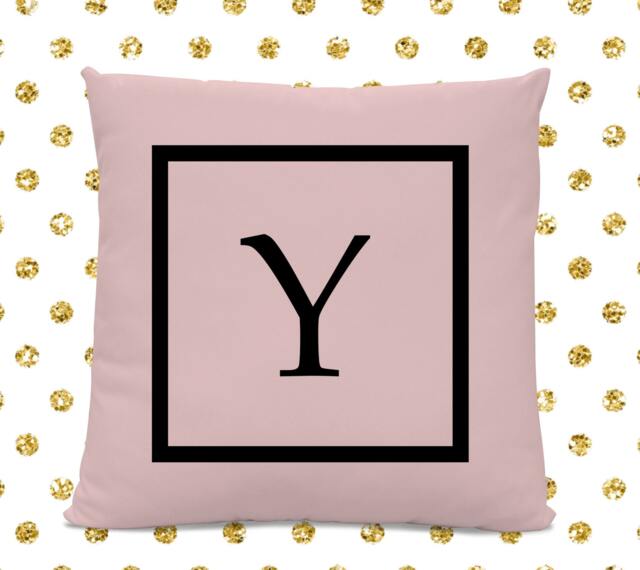 Initial Pillow - Letter With Y Monogrammed Custom Throw Pink