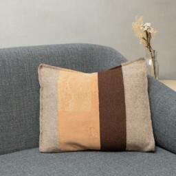 Cork Leather Pillow Cover With Burel - Portuguese Boiled Wool Fabric. Eco-Friendly Cushion Case, Farmhouse Sustainable Design Gift - thumbnail 1