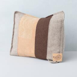 Cork Leather Pillow Cover With Burel - Portuguese Boiled Wool Fabric. Eco-Friendly Cushion Case, Farmhouse Sustainable Design Gift - thumbnail 2