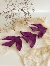 Purple Ceramic Swallow Wall Decor, Textured Pottery Birds Set - thumbnail 1