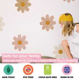 Watercolour Daisy Wall Decals - Large Flower Stickers For Nursery & Kids' Room Walls - thumbnail 3