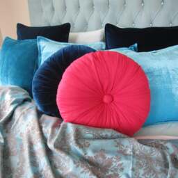 Linen Round Pillow - Circle Handmade Filled Couch Sofa Decorative Throw Cushions Shabby Chic French Country Home Decor - thumbnail 3