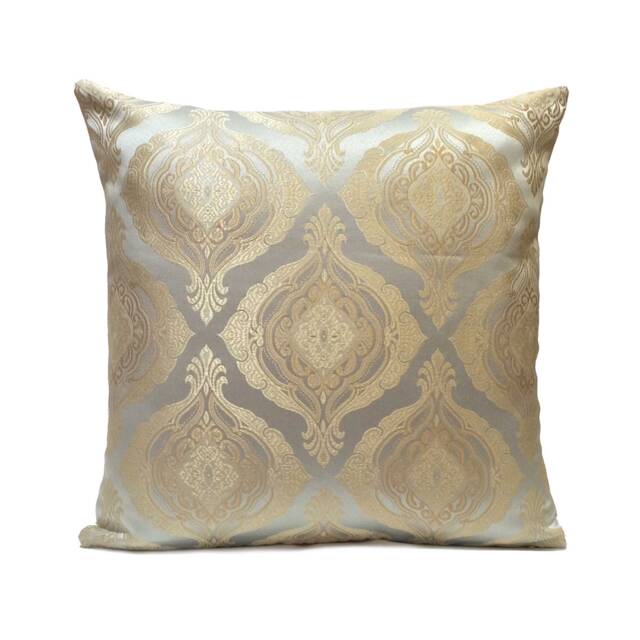 Baby Blue & Ivory Beige Pillow, Throw Pillow Cover, Decorative Cushion Pillowcase, Satin Blend Floral Pattern - image 1