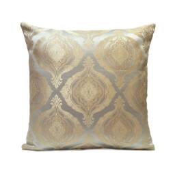 Baby Blue & Ivory Beige Pillow, Throw Pillow Cover, Decorative Cushion Pillowcase, Satin Blend Floral Pattern - thumbnail 1
