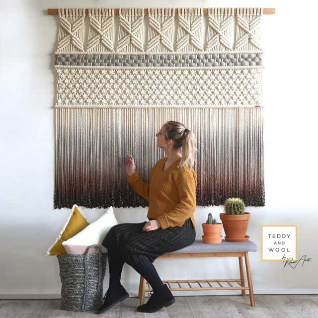 "Fiber Artwork - Woven Wall Hanging Dip-Dyed Or Natural ""Mariana" - image 1