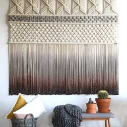"Fiber Artwork - Woven Wall Hanging Dip-Dyed Or Natural ""Mariana" - thumbnail 2