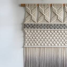 "Fiber Artwork - Woven Wall Hanging Dip-Dyed Or Natural ""Mariana" - thumbnail 3
