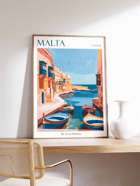 Malta Travel Poster Mediterranean Sea View Art Print - image 1