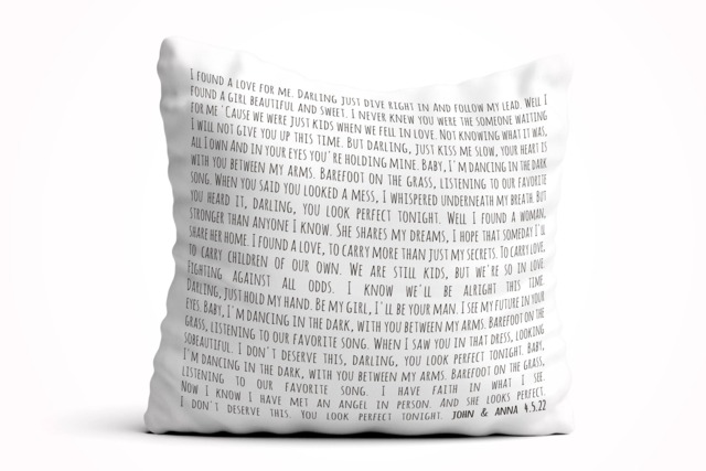 Anniversary Gifts, Song Lyric Pillow, 1st Anniversary, 2nd Gifts For Boyfriend, Wife Gift, 50Th Anniversary Cotton Gift - image 1