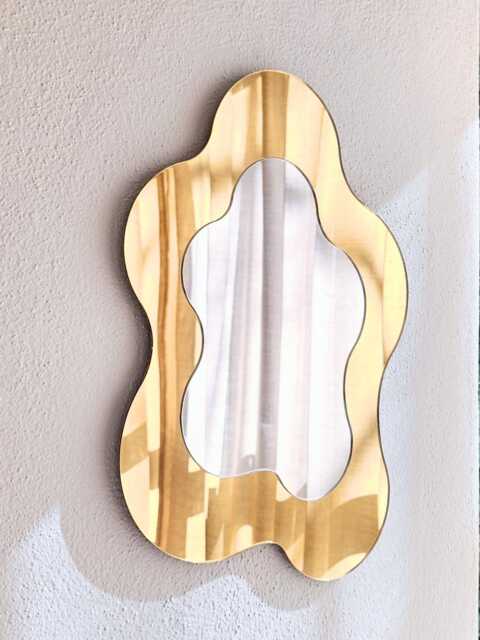 The Gold Wavy Mirror - Colourful Wall Art - image 1