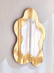 The Gold Wavy Mirror - Colourful Wall Art