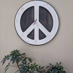 Wood Carved Peace Sign Wall Art, Rustic Distressed Design - thumbnail 4