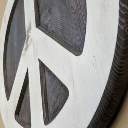 Wood Carved Peace Sign Wall Art, Rustic Distressed Design - thumbnail 2