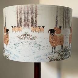 Winter Sheep Lampshade, Light Shade, Christmas Decoration, Snow, Trees, Fatta Da Mamma - thumbnail 1