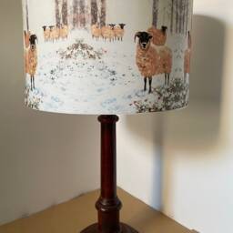 Winter Sheep Lampshade, Light Shade, Christmas Decoration, Snow, Trees, Fatta Da Mamma - thumbnail 3