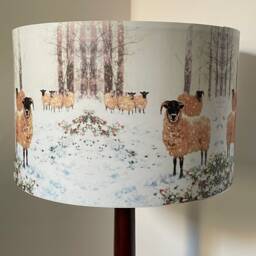 Winter Sheep Lampshade, Light Shade, Christmas Decoration, Snow, Trees, Fatta Da Mamma - thumbnail 4