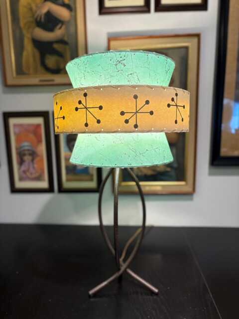 Mid Century Vintage Style Tapered 3 Tier Fiberglass Lamp Shade Atomic Starburst - image 1
