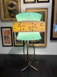 Mid Century Vintage Style Tapered 3 Tier Fiberglass Lamp Shade Atomic Starburst - thumbnail 1