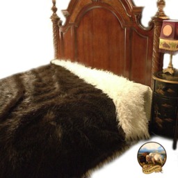 Reversible Faux Fur Throw Blanket - Dark Brown Buffalo & White Lamb - thumbnail 4