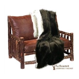 Reversible Faux Fur Throw Blanket - Dark Brown Buffalo & White Lamb - thumbnail 3