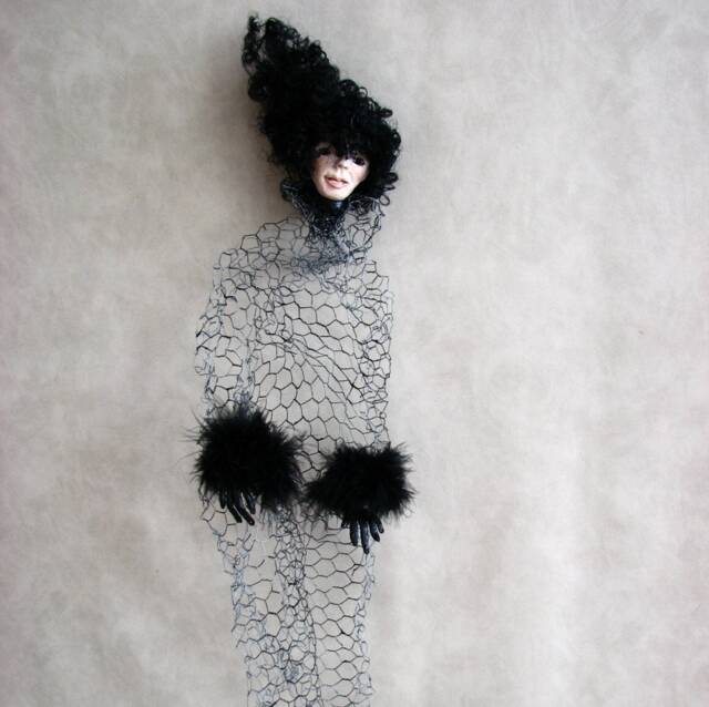Lady Lapland Doll Art Polymer Clay & Bottle Sculpture Ooak
