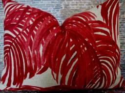 Designer Pillow Cover, Lacefield, Villa Garnet Ashby, Lumbar, Red - thumbnail 1