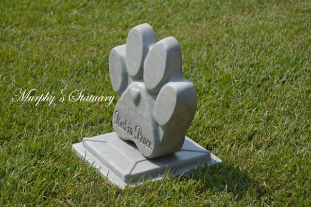 Concrete Pet Memorial Headstone Paw Print Grave Marker - image 1