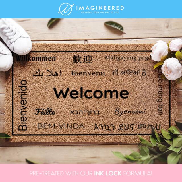 Welcome Doormat - Failte Beinvenue Willkommen Bem Vinda Housewarming Gifts Couple - image 1