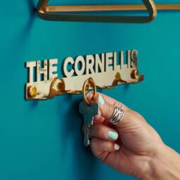 Personalised Solid Brass Family Name Key Hook, New Home Gift