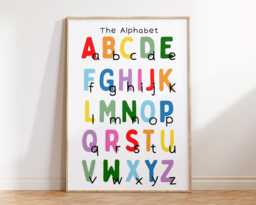 Kids Educational Alphabet Print - Children's Wall Art Abc Poster Playroom Decor Bedroom Nursery Prints Learning Ed Rainbow - thumbnail 1
