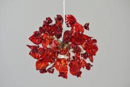 Red Flower Chandelier Handmade Resin Floral Pendant Light